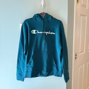 Champion Hooded Sweatshirt Teal Medium